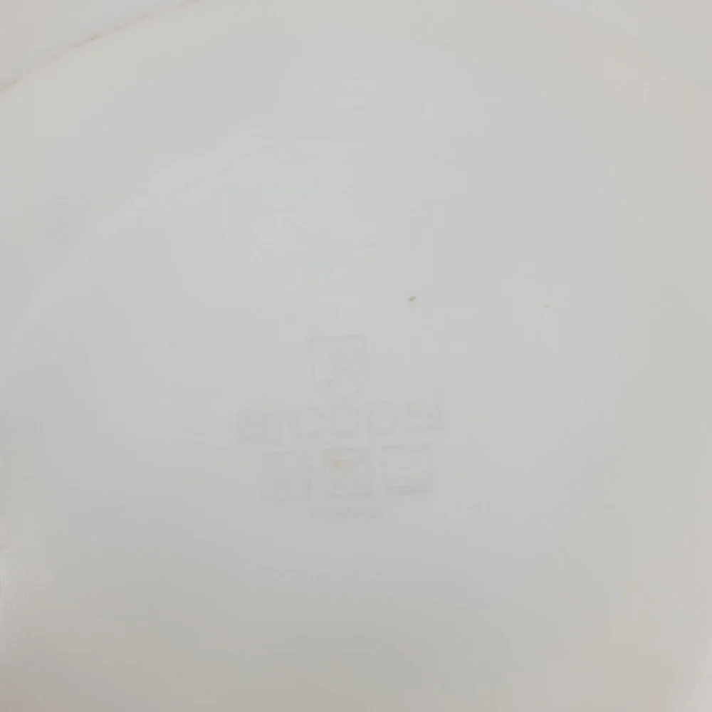 8 Arcopal Victoria Floral Dinner Plates Scalloped Swirl Rim Blue Border 10.5